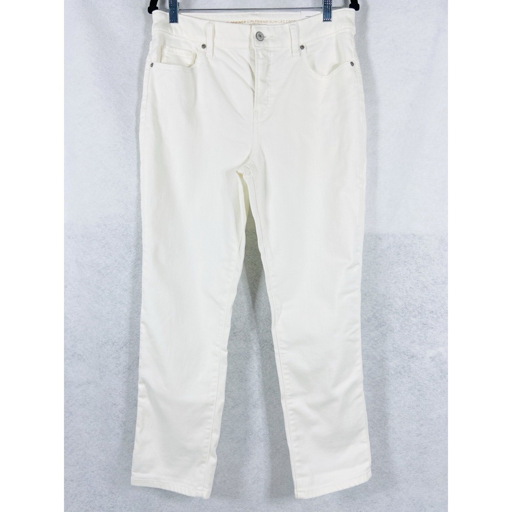 Chico's Jeans Womens 1 US 8 White So Slimming Girlfriend Slim Leg Crop Basic New